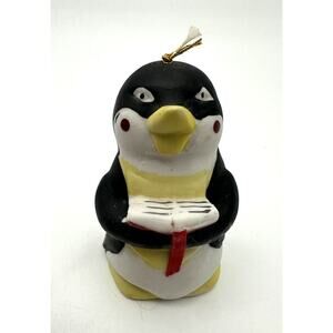 Vintage BOA Ceramic Penguin Holding A Book Bell